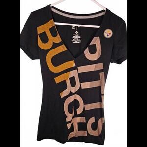 NFL Women's Pittsburgh Steelers V-Neck Tee - Black & Gold Size Small